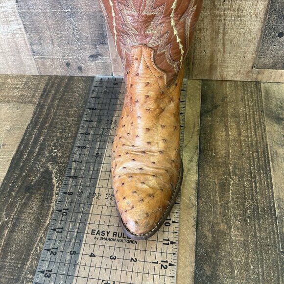 Dan Post Vintage Full Quill Ostrich Western Cowboy Boots Mens 9.5 D - Picture 4 of 12